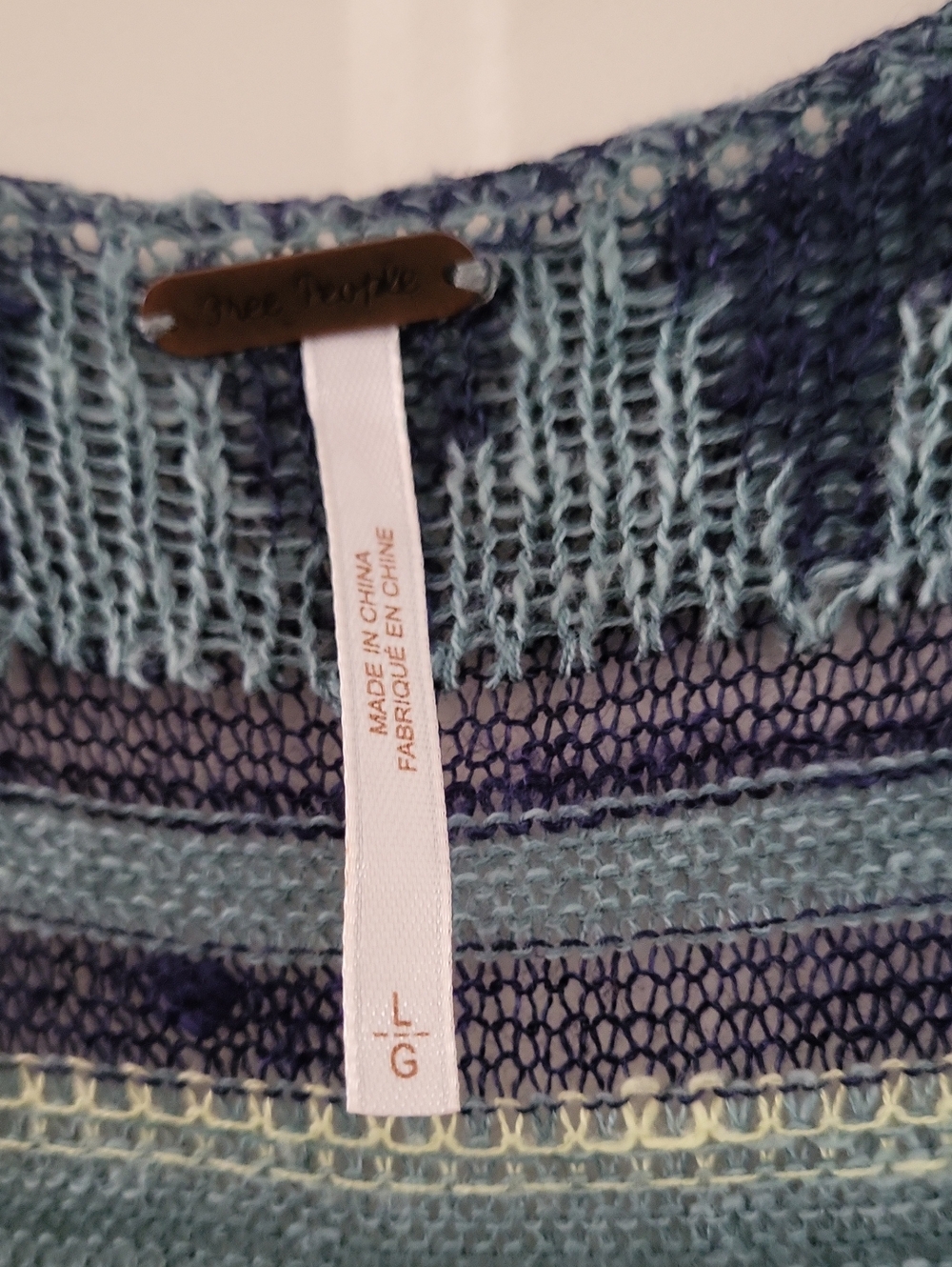 Free People Flea Market Knit Tank Blue & Green Large - Picture 3 of 4